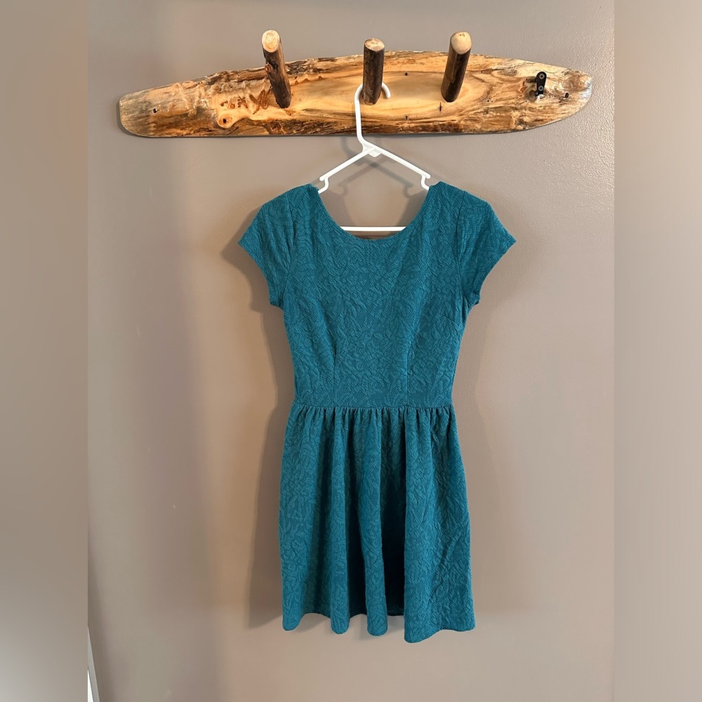 Xhilaration Turquoise Mini Dress - Low back - Small - Cap sleeves